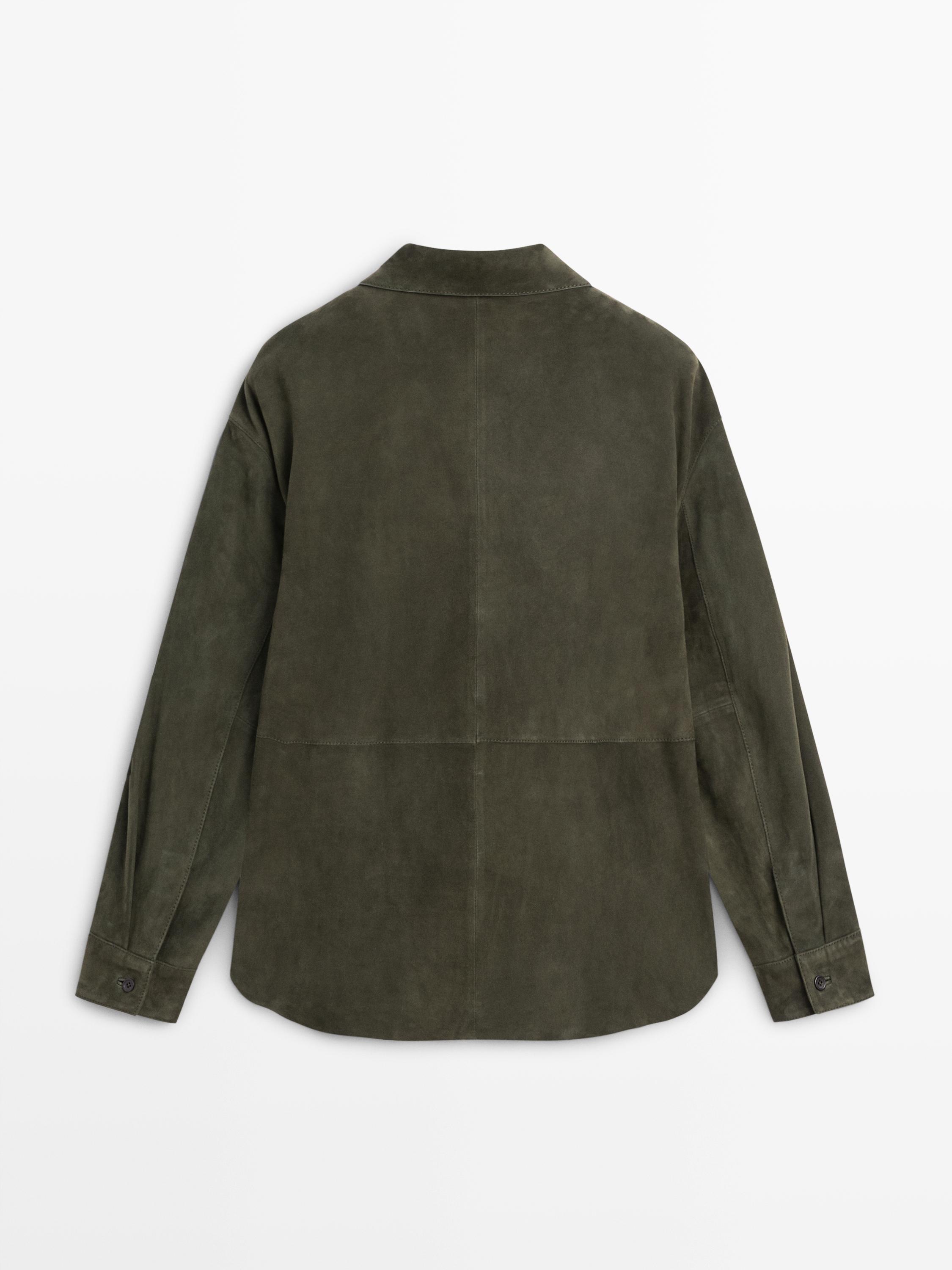 Suede leather shirt with seams